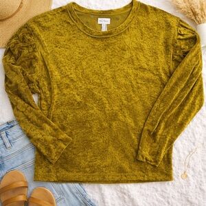 Free People “We The Free” Crushed Velvet Top – Small – Mustard Gold